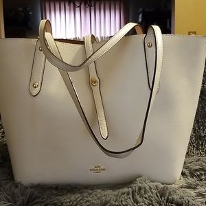 Coach. Cream tote. Lightly used. Large.